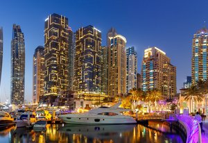 Dubai,Marina,And,Harbour,Skyline,Architecture,Wealth,Luxury,Travel,With